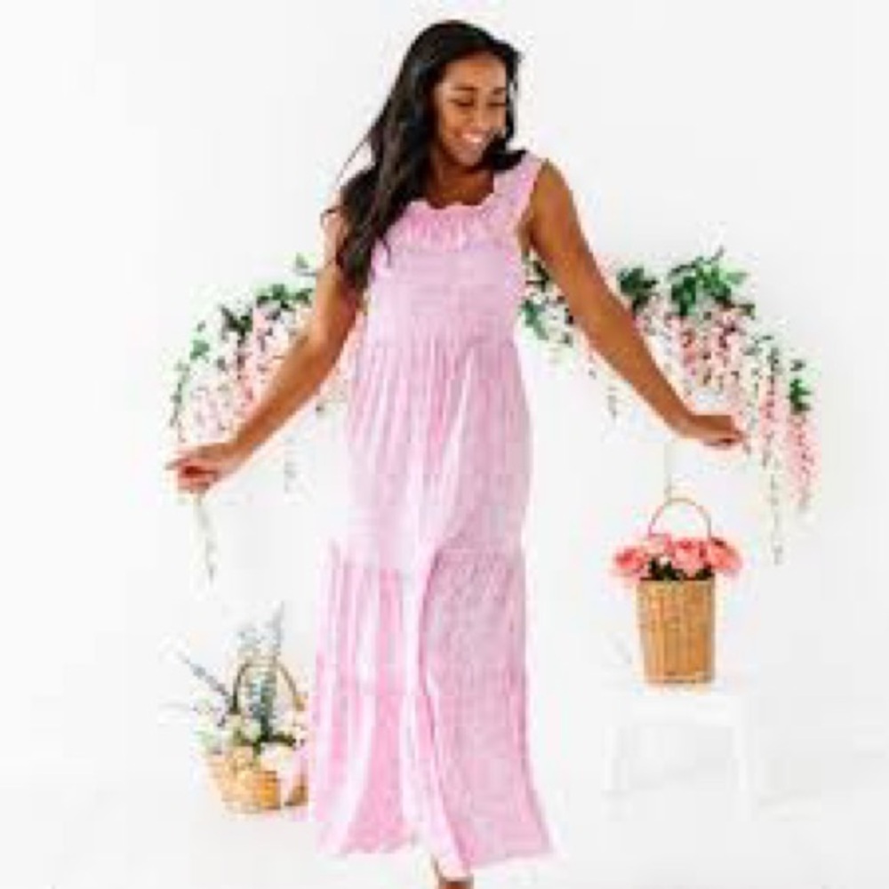 Bums and Roses Whispering Roses Natural Bamboo dress size small shabby chic